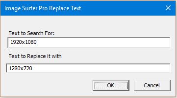 The replace text dialog window